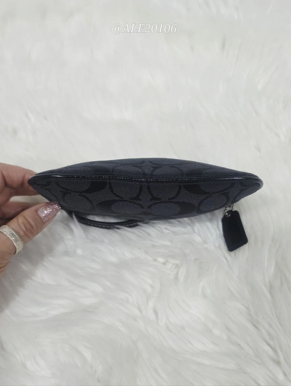 Coach Black Signature Wristlet Canvas Leather Small Pouch Classic